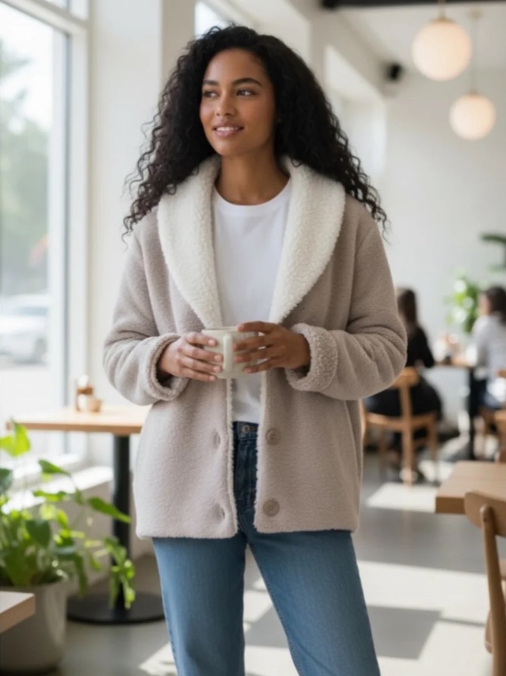 Barefoot Dreams cozychic shearling cardigan silver pearl BDWCC1491 Size XS $228